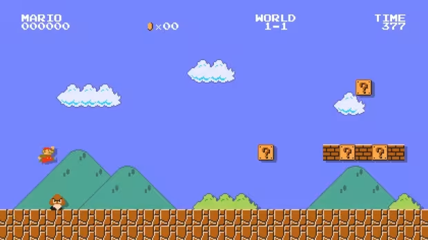 Super Mario Bros Remastered gameplay screenshot showing enhanced graphics